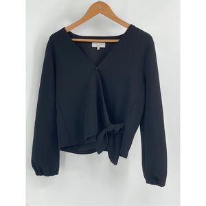 Madewell‎ Wrap Top Women Medium Black Balloon Sleeve